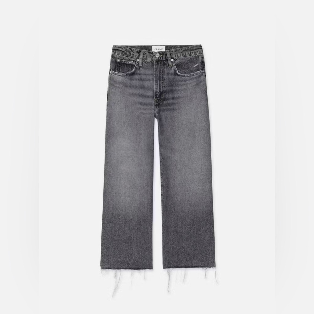 FRAME Relaxed Straight Raw-Fray Jeans